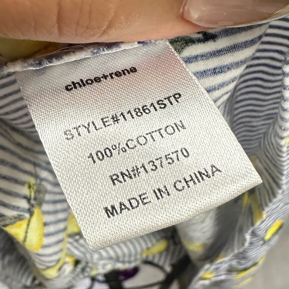 Chole + Rene striped lemon print button down dress size  PS - Picture 10 of 10